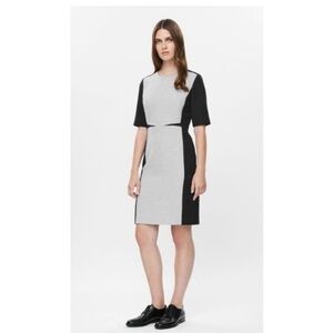 COS color block scuba knit jewel neck sheath dress.
